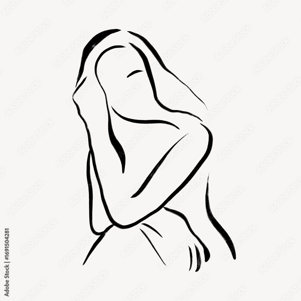 Fototapeta premium Aesthetic woman collage element, drawing illustration