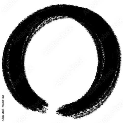 和風の背景素材の墨で描いた黒い丸のイラスト