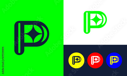 Minimalist P logo with star symbol