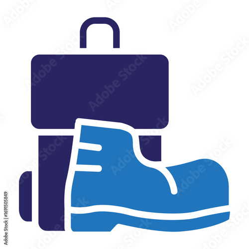 Work boot and briefcase icon symbolizing the transition from manual labor to a professional career or business venture