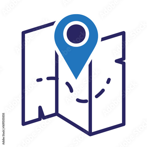 blue map pin on folded map clip art preview