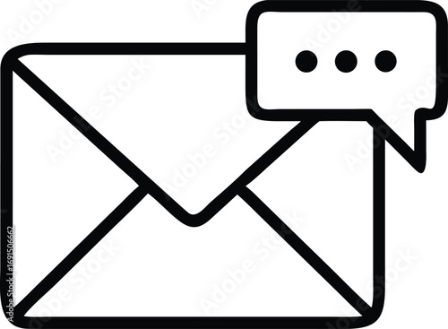Envelope with speech bubble and ellipsis icon for contact concept