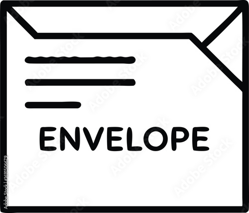 Envelope hand drawn illustration, email, letter, mail message line art