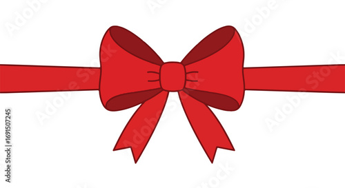 Festive Red Ribbon Bow Gift Decoration.