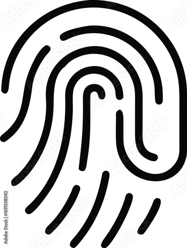 Fingerprint identification icon, biometric scan outline for security and access control illustration
