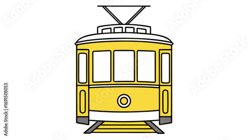 Lisbon Tram 28 Yellow Minimalist Vector Illustration
