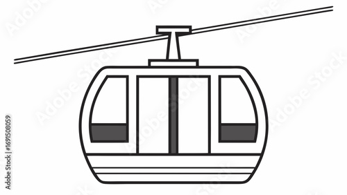 Minimalist Black and White Vector Rio Cable Car Illustration