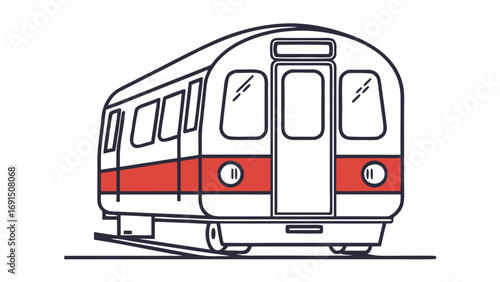 London Underground Train Rear View Flat Vector Illustration