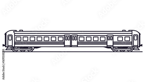 Vector Line Art Trans Siberian Railway Car Black White