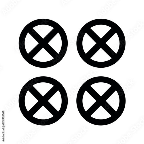 Black circle x mark symbol graphic design element for prohibition restriction or cancellation icon vector 100