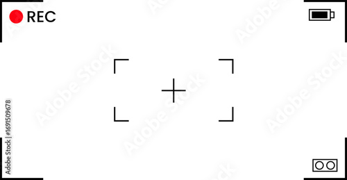 Video Camera Frame Viewfinder Overlay on Transparent Background. Camera Recording Screen Overlay