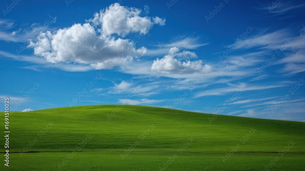 Fototapeta premium Green field under blue sky