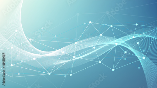 technology digital abstract futuristic background with flowing blue lines and connecting network dots symbolizing innovation communication and global connection science and internet