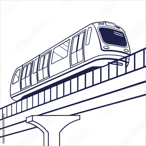 Elevated Train Illustration - Modern Transportation on Tracks.