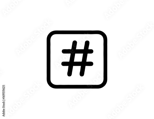 Hashtag Symbol Simple line drawing Modern style Social media concept high quality professional