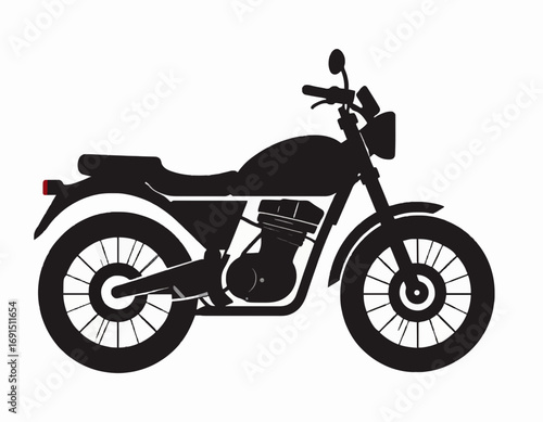 Motorcycle Silhouette Black and white Simple style Transportation vehicle Classic motorbike high quality professional