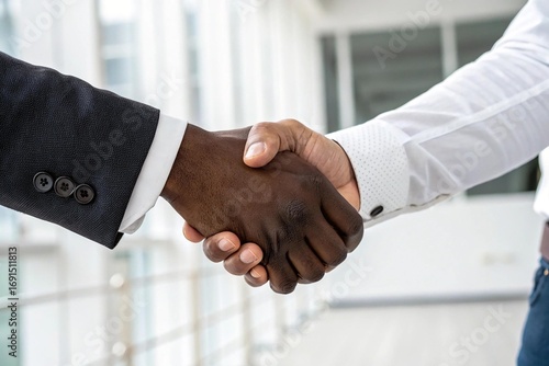 Close-up Business Handshake Between Two Diverse Individuals