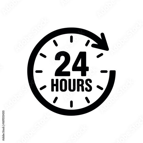24 hours service vector icon design template for business always open support available delivery nonstop 100