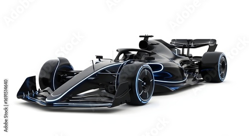 Sleek Modern Racing Car with Aerodynamic Design and Blue Accents