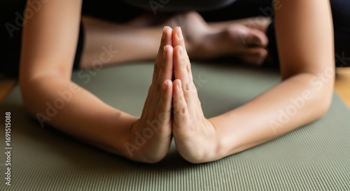Wallpaper Mural Woman Practicing Yoga Doing Butterfly Pose With Hands In Namaste Torontodigital.ca