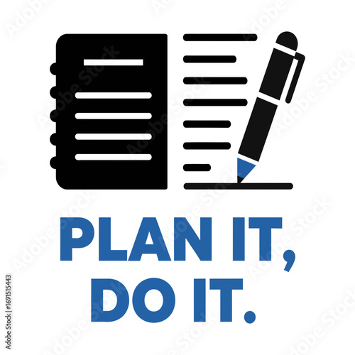 Plan it do it text with pen and list isolated on transparent background