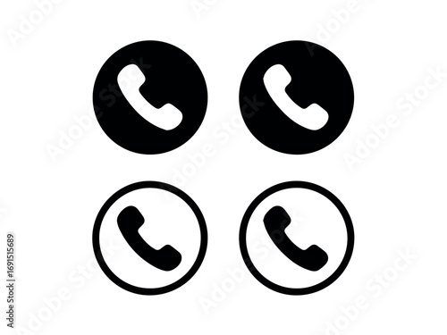 Phone call icon vector set communication contact support service assistance hotline telephone mobile communication 100