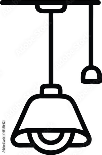 Hanging pendant light icon in outline style for interior design
