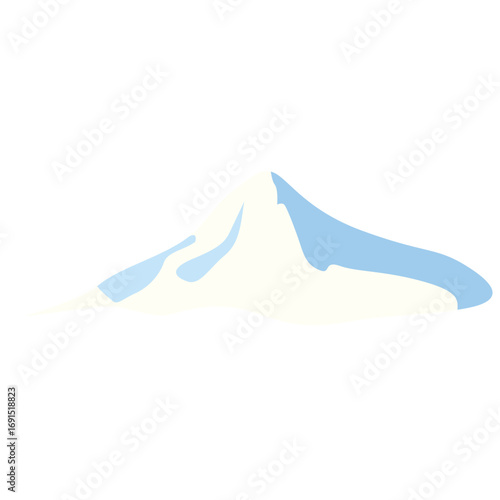 Minimal snowy mountain peak with blue accents, natural landscape element for outdoor and adventure themed designs.