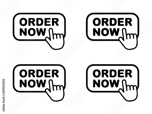 Order now button vector graphic design for ecommerce website and online shop promotion call to action 100 char