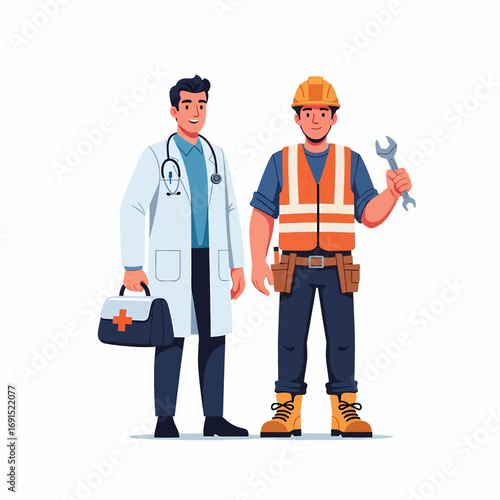 Doctor and Builder Characters Representing Essential Professions