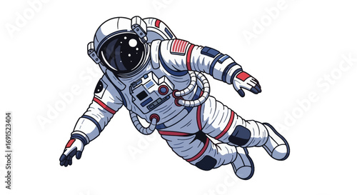 Weightless Wonder A Vibrant Illustration of an Astronaut Floating in Space