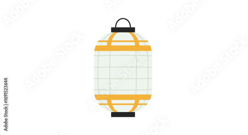 Elegant Traditional Japanese Paper Lantern Illustration with Yellow Accents, Symbolizing Festivals and Asian Culture on a Clean White Background