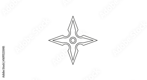 Shuriken Japanese Throwing Star - Line Art Design