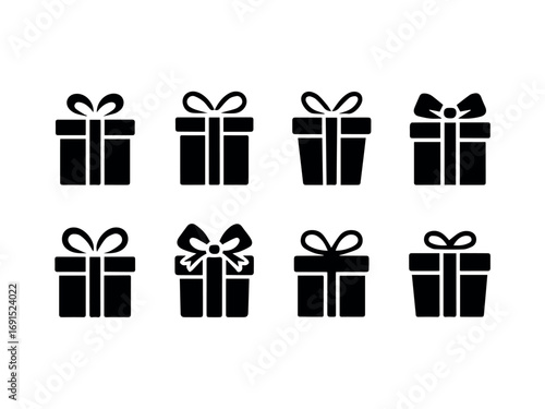 Gift box vector icons set for birthday christmas present celebration design element graphic design 100