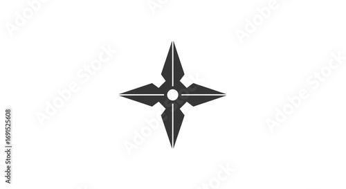 Minimalist Shuriken Design A Graphic Representation of Japanese Throwing Star on White