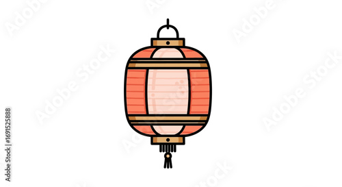 Elegant Oriental paper lamp icon, a traditional symbol of celebration and good fortune in Asian culture