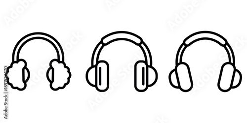 earmuffs outline or line icon design bundle.