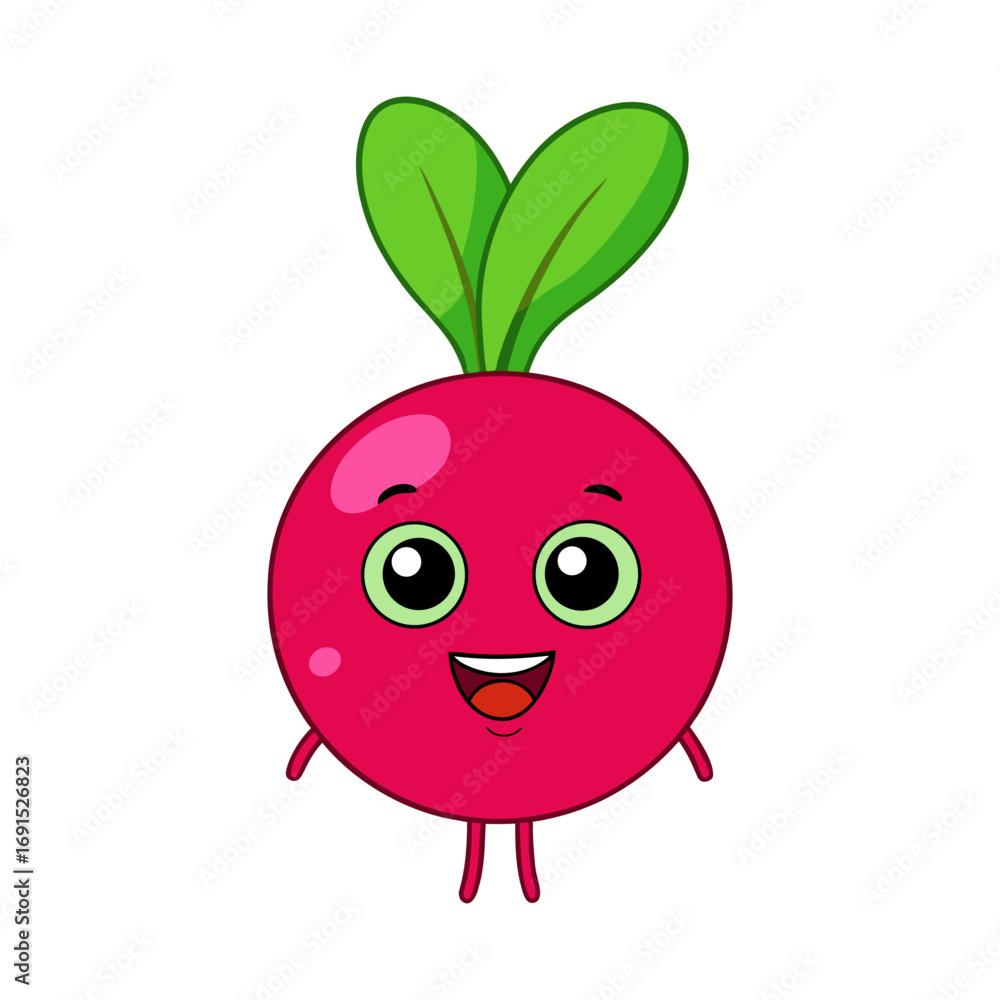 Obraz premium Cartoon a radish character vector illustration design