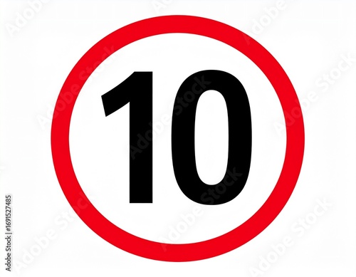 Essential road safety signal indicating a maximum speed of ten, designed for clear traffic regulation and driver awareness