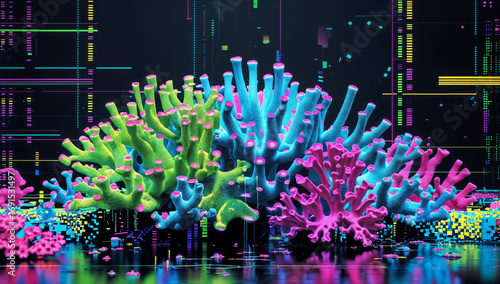 Coral bloom pulses with glitch energy—digital waves, soft light, and surreal abstract motion.