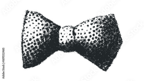 Distressed Bow Tie with Textured Dots on White. Vector hand drawn illustration