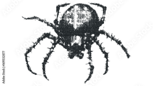 Grunge spider form created from abstract shapes on transparent background. Vector hand drawn illustration