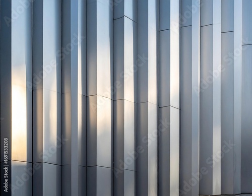 Wallpaper Mural Modern architectural facade showcasing dynamic vertical metallic fins and captivating reflections Torontodigital.ca