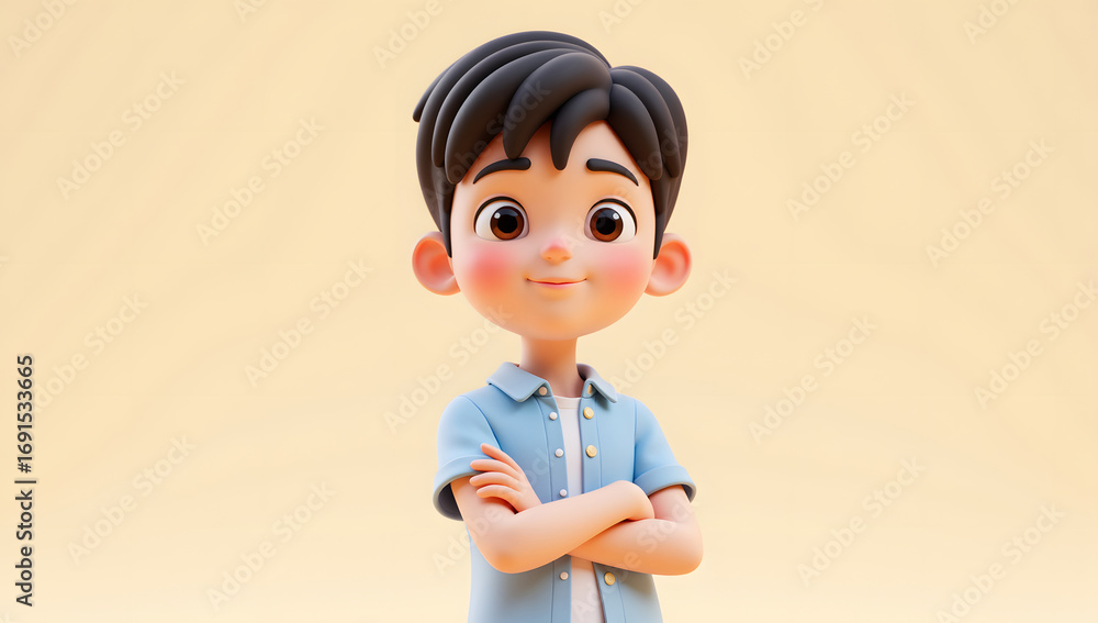 Obraz premium Cute Cartoon Boy for Children's Day Theme in 3D