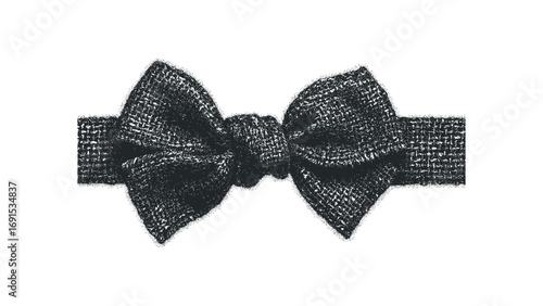 Black Textured Bow Tie Image on Transparent Background. Vector hand drawn illustration