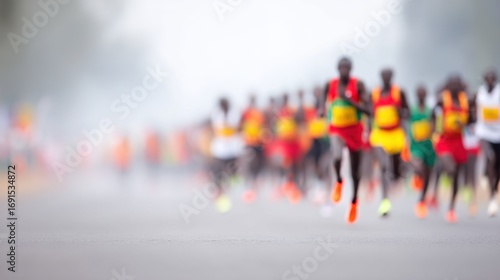 Wallpaper Mural Many marathon runners in colorful sportswear participate in a blurry road race showcasing motion and energy Torontodigital.ca