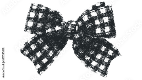 Gingham Bow Tie on Transparent Background Image. Vector hand drawn illustration