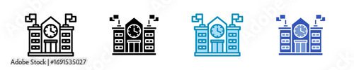 School  Icon Set Multiple Style Collection