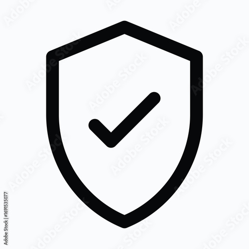 Shield Tick Security Verified Isolated Vector Lineal Style Icon