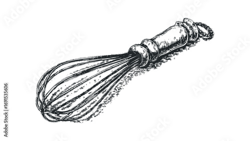 Hand Drawn Whisk on Transparent Background Image. Vector hand drawn illustration